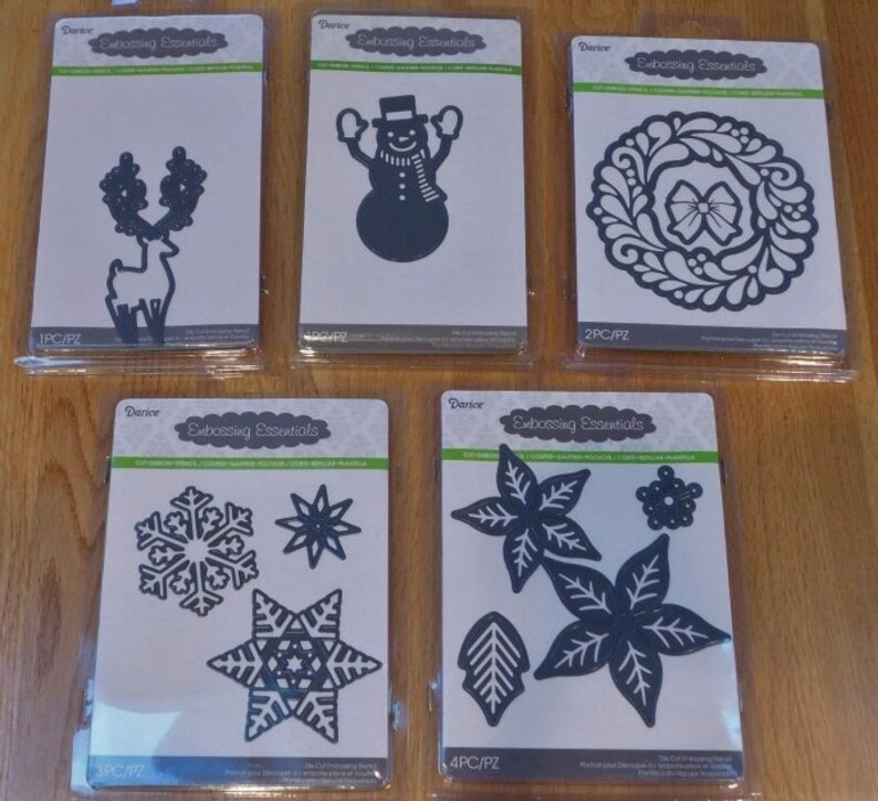 Darice Embossing Essentials DIE CUT LOT~5 Christmas~PoinsettiaReindeerSnowman