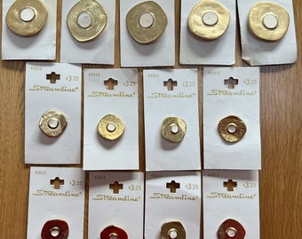 Vintage STREAMLINE Buttons LOT~Gold/White~Italy~Round-ish~2 Sizes~K5312 K5313