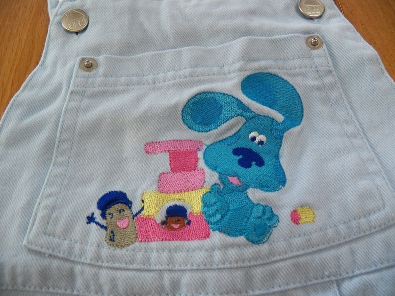 Vtg Girl/'s BLUES CLUES Jumper Shortalls Short Summer Overall Size 5 Embroidered