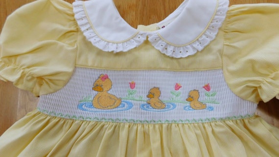 6-9 Month  Floral Embroidery  Easter VTG 70/'s  Baby Girl Yellow Knit Dress  3-6