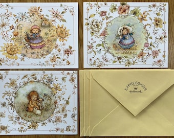 Vintage Lot of 3 Blank Hallmark~MARY HAMILTON~Greeting Cards~NEW~Little Girl