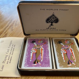 Vintage LANE Playing Cards Double Deck~GEISHA GIRL~Sealed with Case