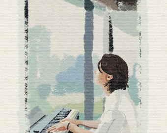 Art mural Suga Min Yoongi First Love Piano Print Oeuvre d'art | BTS Fanart |