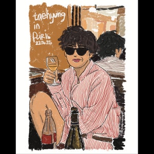 Wall Art Taehyung in Paris Art Work | BTS Print Fan Art Merch Kpop Bangtan