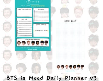 Notepad Daily Planner BTS is Mood | RM Jin Suga Jhope Jimin V Jungkook Bangtan Boys | Kpop Fan Merch Stationery