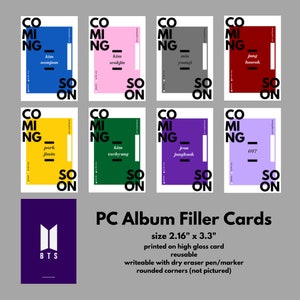 Photocard PC Binder Fillers BTS Members RM Jin Suga J-Hope Jimin V Jungkook ot7| Kpop Album Placeholders