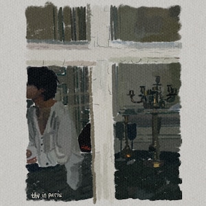 Wall Art Taehyung in Parisian Window Art Work | BTS Print Fan Art Merch Kpop Bangtan