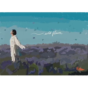 Wall Art RM Kim Namjoon Wildflower Indigo Flower Work Print Artwork | BTS Fan Art Merch Kpop Bangtan