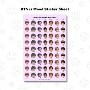 Sticker Sheet BTS is Mood | RM Jin Suga Jhope Jimin V Jungkook Bangtan Boys| Kpop Fan Merch Stationery