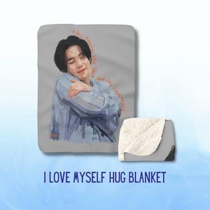 Sherpa Fleece Blanket Yoongi Hug & Love Yourself | Suga Agust D D-Day BTS | Fan Kpop Merch