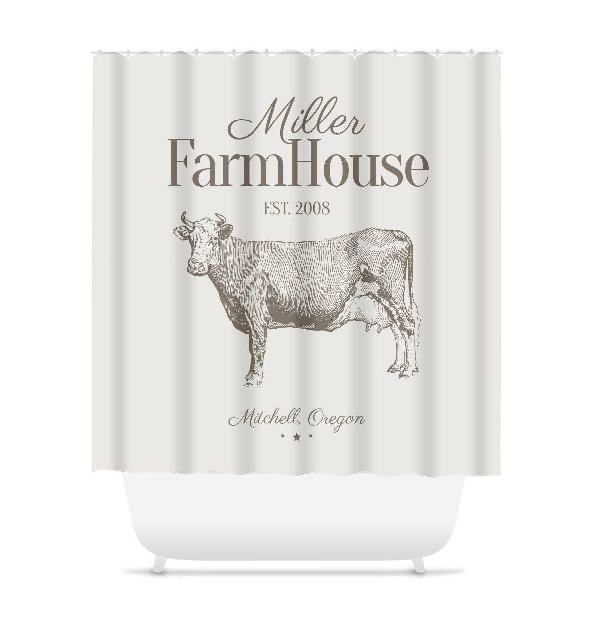 Custom Farmhouse Shower Curtain Cow Bull Cattle Custom Shower | Etsy