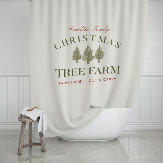 Personalized Christmas Shower Curtain Christmas Tree Farm Etsy