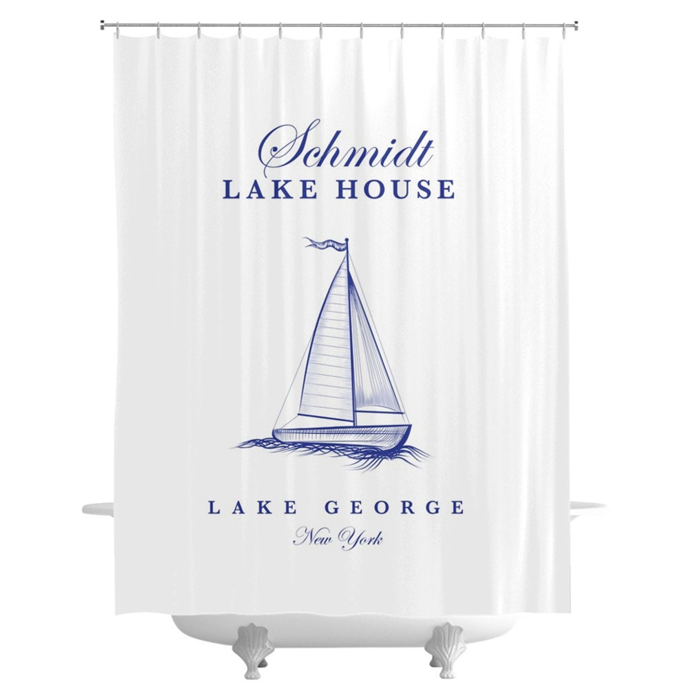 Lake House Shower Curtain White Shower Curtain Boat Shower Etsy
