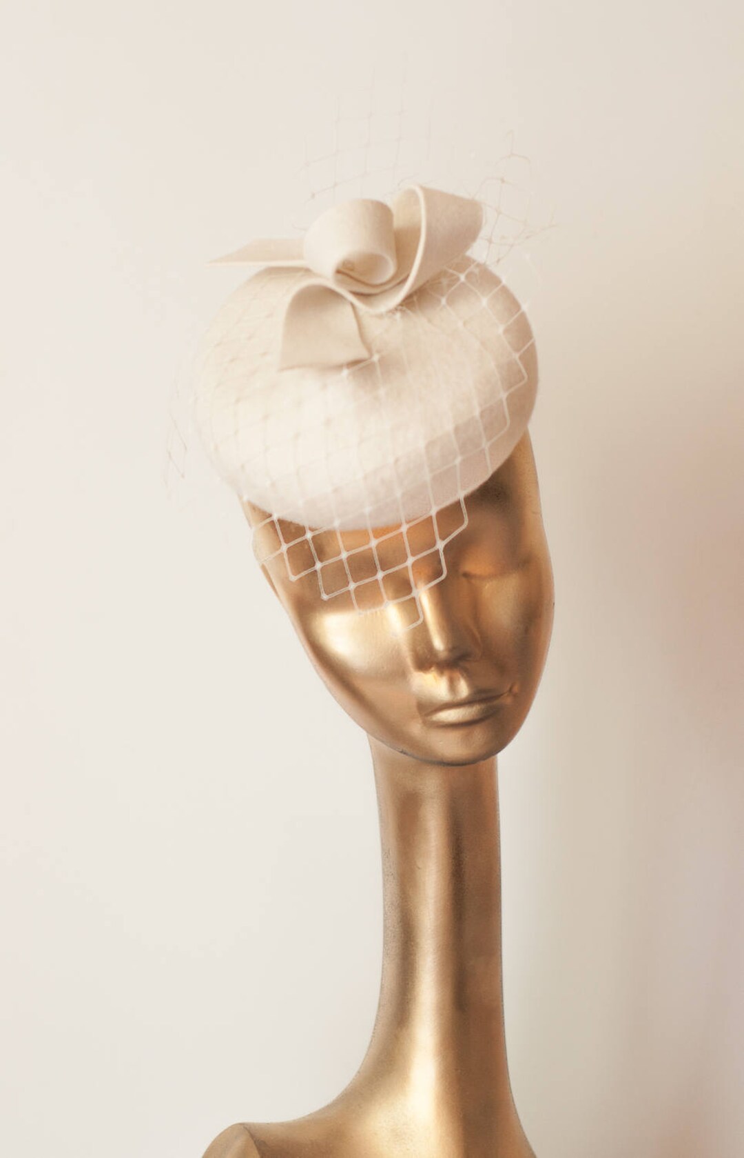 Unique Modern Cream Pillbox Hat With Veil.bridal FASCINATOR. Etsy
