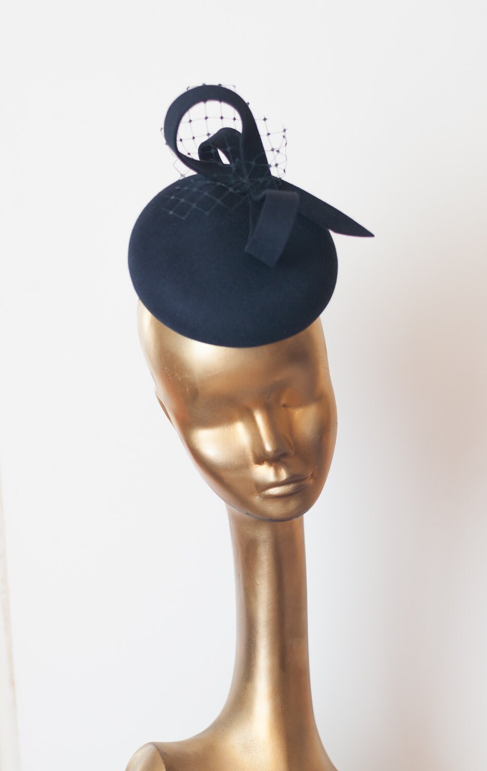 Unique Modern Navy Blue Felt FASCINATOR 