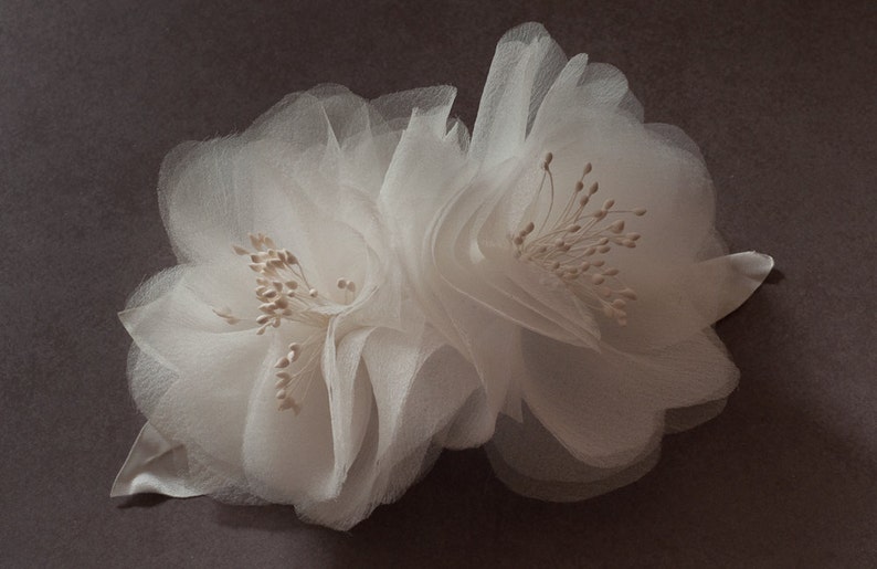 Bridal Birdcage Veil. Ivory Silk Organza Flower . Bridal Etsy