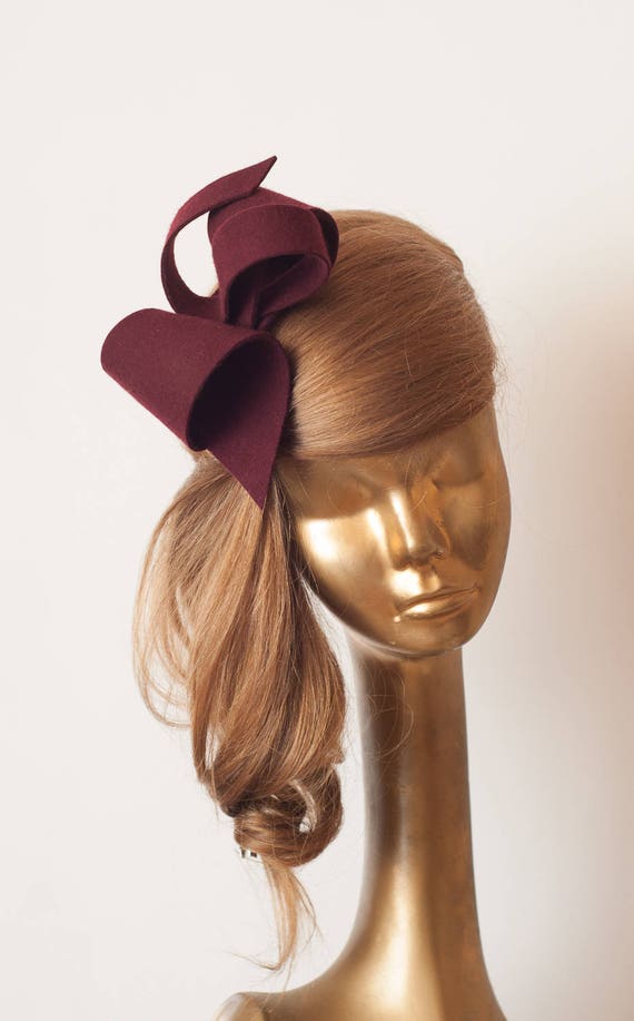 Unique Modern Burgundy FELT FASCINATOR 