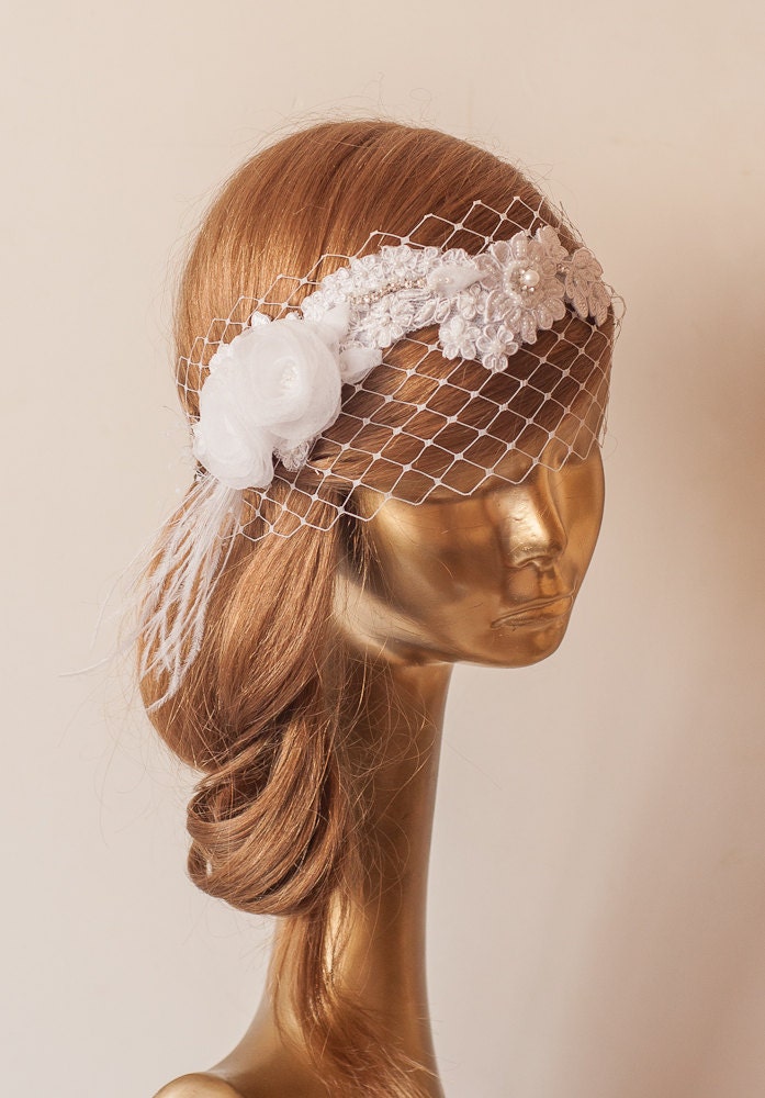 White Lace Birdcage Veil Vintage Style Birdcage Veil. Bridal Etsy