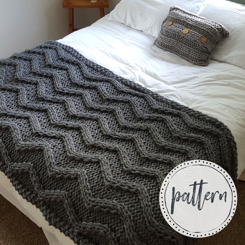 Chevron Cable Knit Blanket PATTERN Etsy