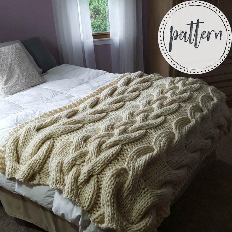 Chunky Oversized Cable Knit Blanket PATTERN Etsy