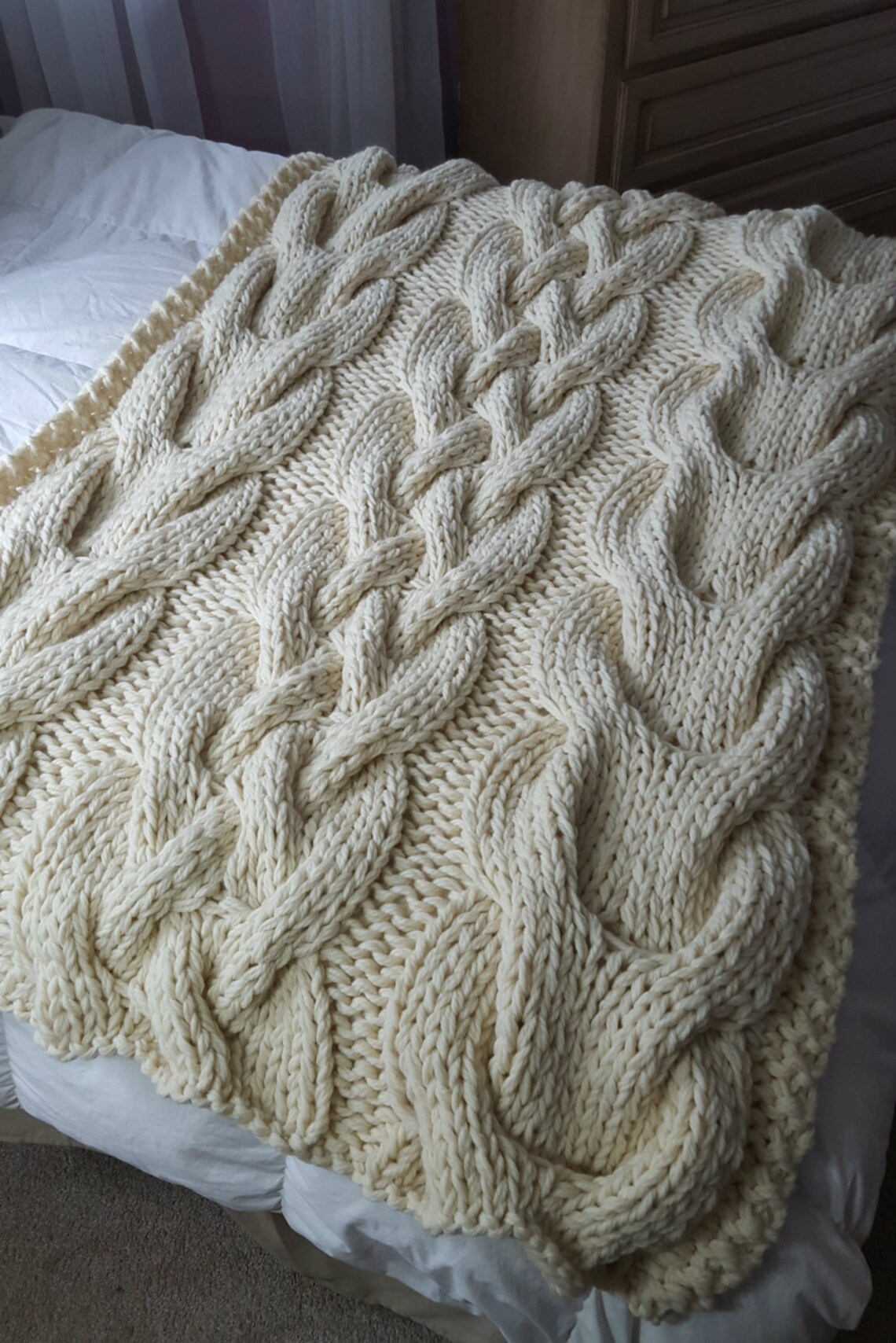 Chunky Oversized Cable Knit Blanket PATTERN Etsy