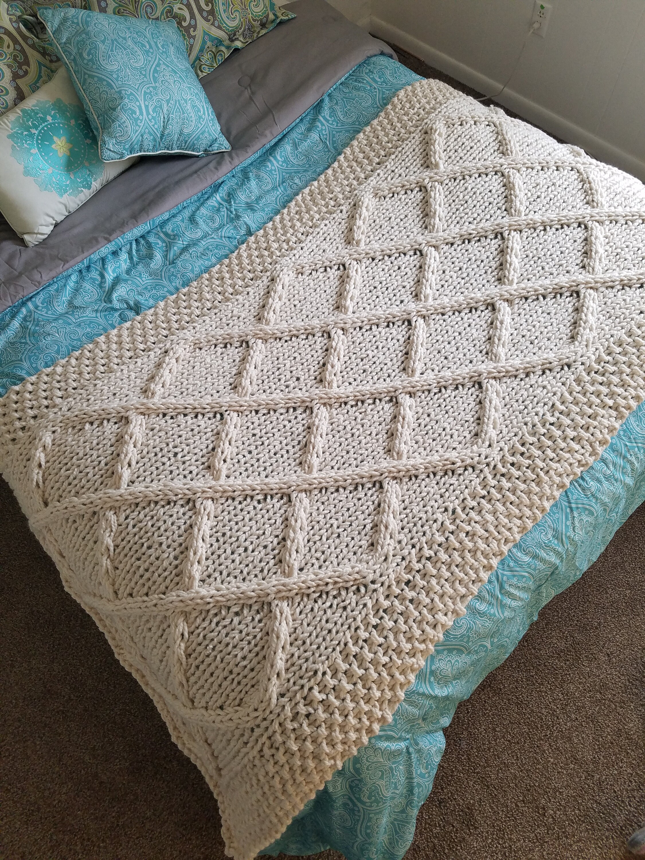 Lattice Cable Knit Blanket PATTERN Etsy
