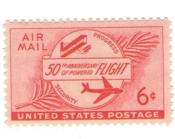 Unused 1953 First Plane and Modern Plane - Vintage Airmail Postage Stamps Number C47