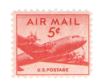 Unused 1947 DC-4 Skymaster Plane - Vintage Airmail Postage Stamps Number C33