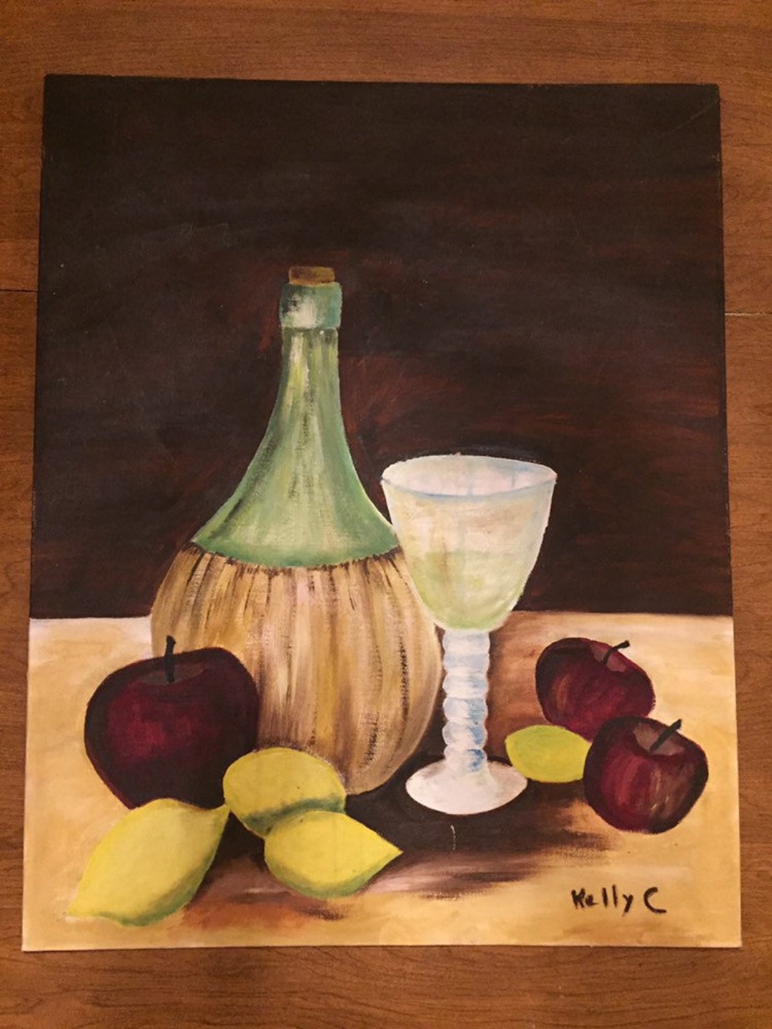Wine and Fruit Still Life Painting - Etsy