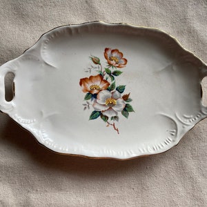 Floral Mini Serving Platter Gold Accents