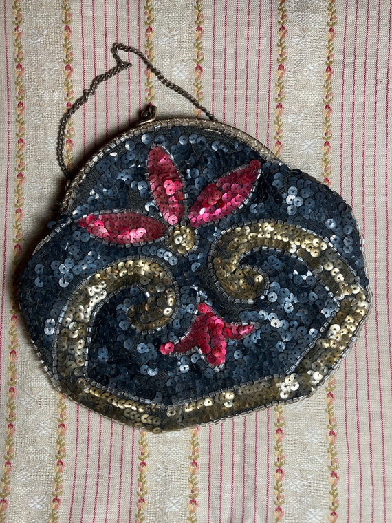 Vintage French Sequin Evening Purse - image 2