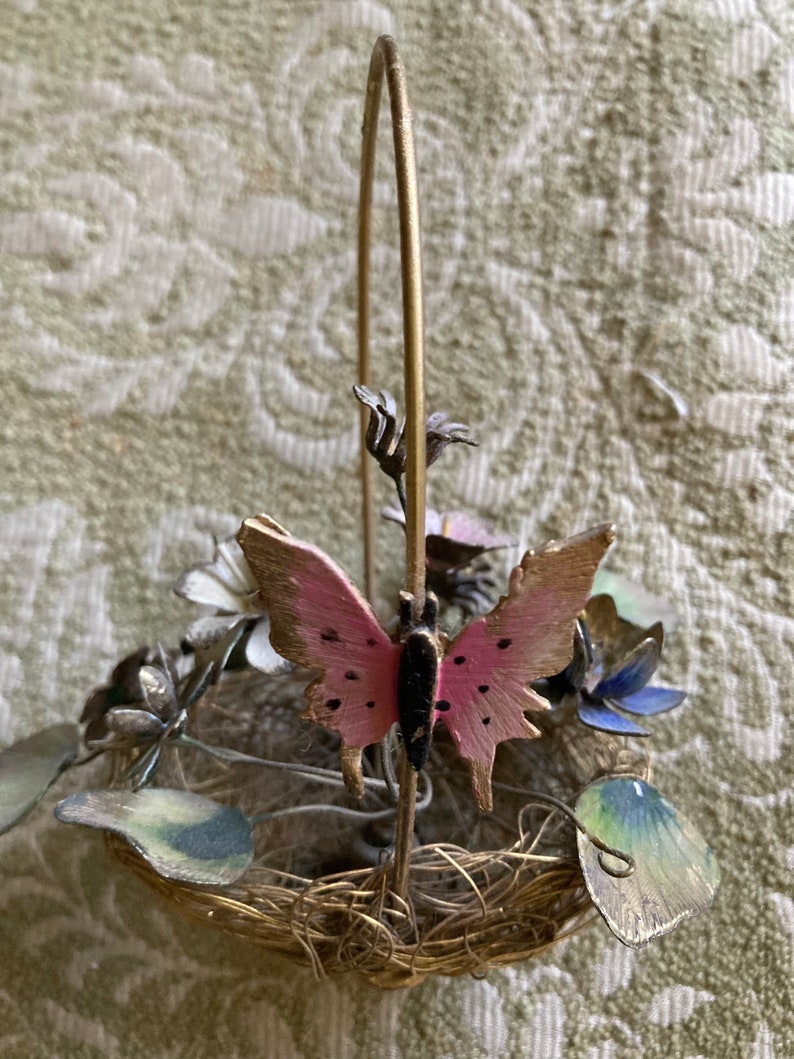 Vintage Wire Metal Flower Basket Etsy