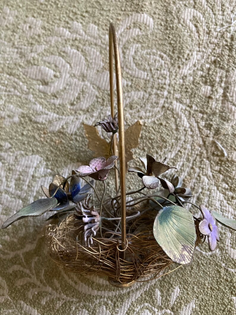 Vintage Wire Metal Flower Basket Etsy