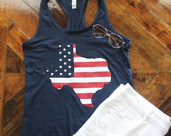 American Flag Texas Shirt / American Flag State Shirt / 4th of July Shirt / Fourth of July Shirt / Texas Nation / Merica / USA