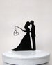 Personalized Wedding Cake Topper - Hooked on Love with personalized Initials 