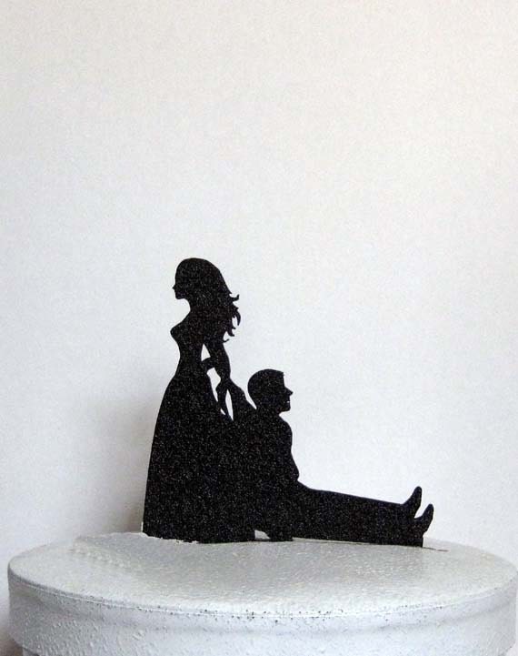 Funny And Unique Wedding Cake Topper Bride Dragging Groom Etsy