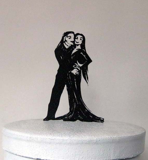 Wedding Cake Topper Halloween Wedding Cake Topper Addams Etsy