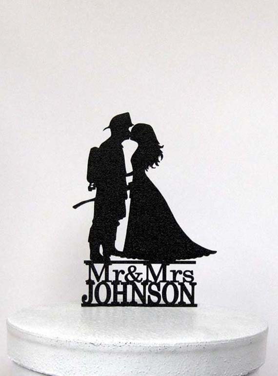 Personalized Wedding Cake Topper Firefighter and Bride Etsy
