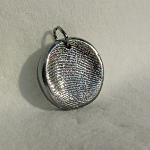 Silver Fingerprint Pendant Charm