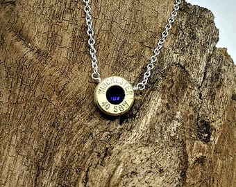 40 Caliber Recycled Bullet Casing Silver Plated Chain