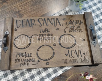Dear Santa Serving Tray | Treats For Santa Tray | Cookies For Santa Tray | Christmas Tray | Santa Charcuterie Board