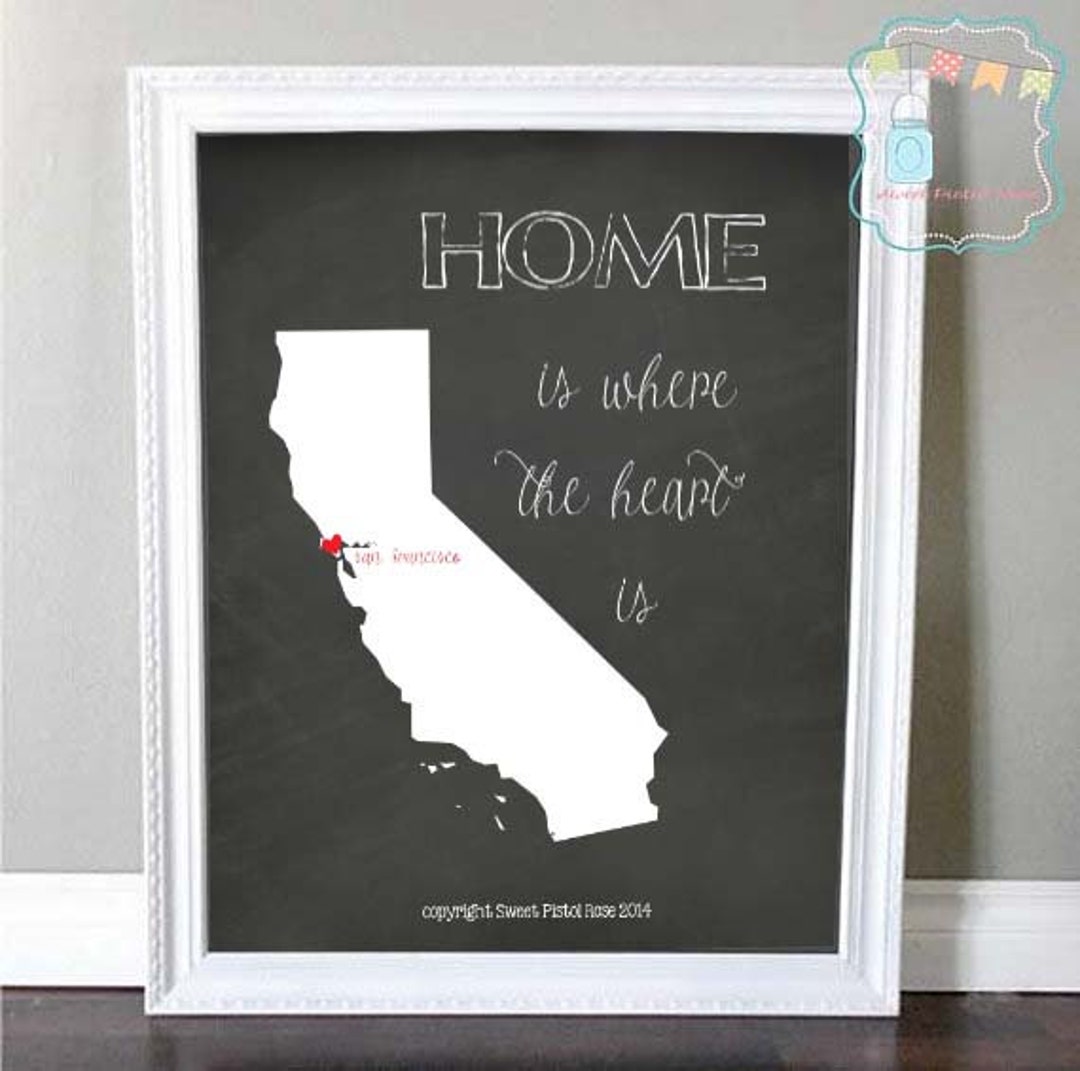Home is Where the Heart is Printable Wall Art – Personalized Map Art ...