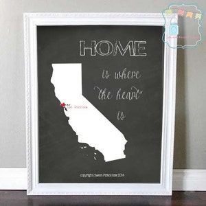 Home ist Where The Heart Is druckbare Wall Art – personalisierte Karte Kunst – alle 50 Staaten – Haus wärmende Geschenk – Hochzeitsgeschenk – sofort-Download