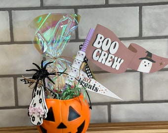 Boho Ghost Bag Tag, Halloween Personalized Tag, Custom Boo Basket Tag, Halloween Name Tag, Treat Tag, Ghost Bag Tag, 3d Acrylic Name Tag