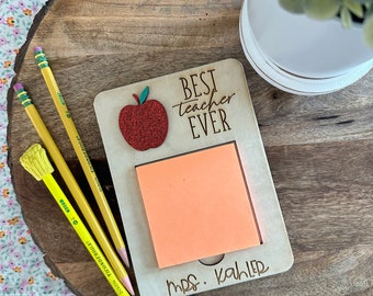 Sticky Note Holder, Teacher Appreciation, Teacher Gift, New Teacher, Personalized Note Paper Holder, Classroom Gift, First Day of School