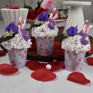 Faux mini cupcakes/ Valentine fake bakes/Mothers Day Fake bake/ photo prop/  Holiday decor/ Kitchen decor/ Centerpiece/ tiered tray decor/