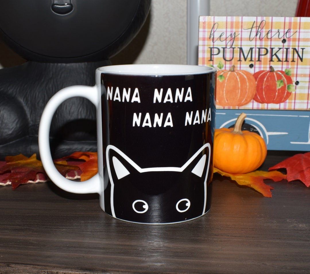 BATCAT Coffee Mug/ Peekaboo Kitty Cat/ 12 Oz Porcelain Mug/ Infusible