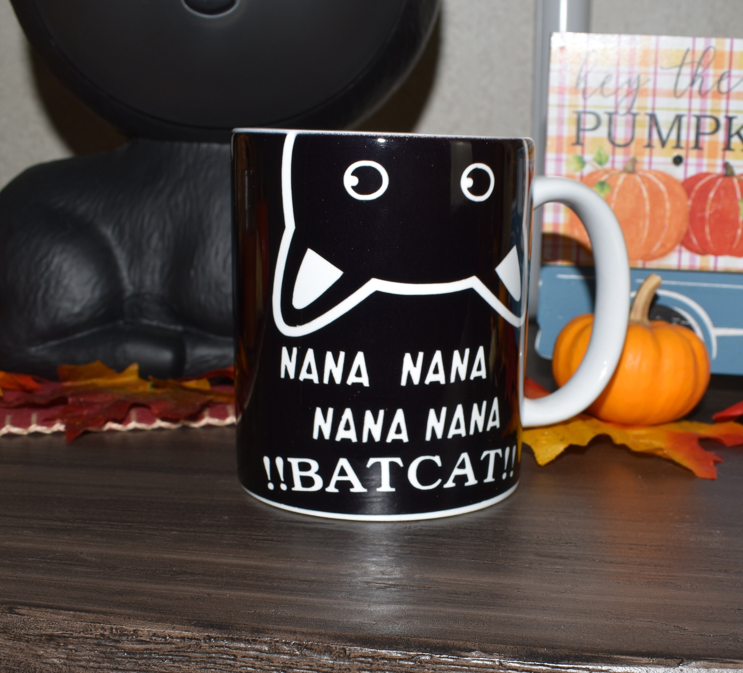 BATCAT Coffee Mug/ Peekaboo Kitty Cat/ 12 Oz Porcelain Mug/ Infusible