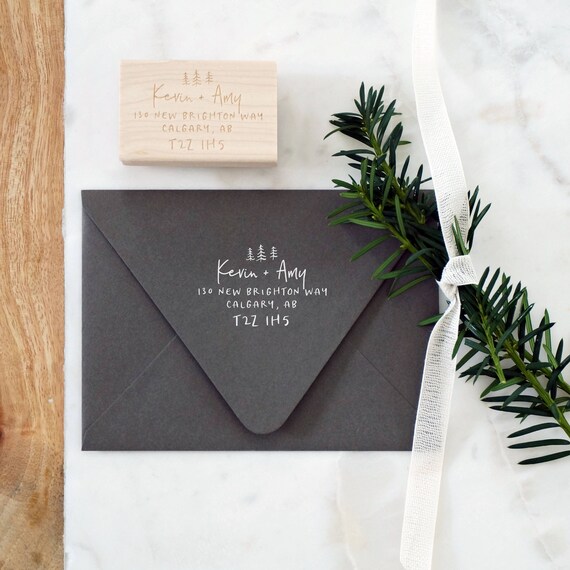 items similar to rustic address stamp christmas card stamp how to address a christmas card