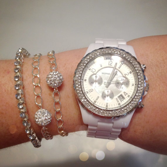 Items similar to Crystal Pave Bead Bracelet on Etsy